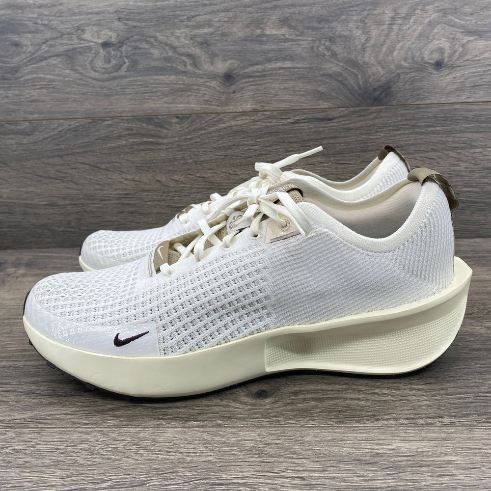 Nike Interact Run Womens 12 White Khaki FZ3742-133 Flyknit Road Running Shoes